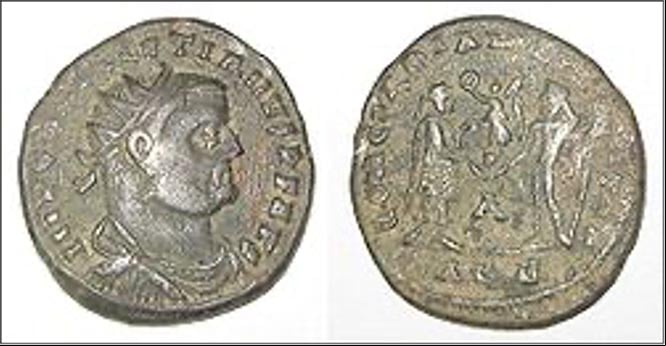 Moneda de acuñación militar de Diocleciano