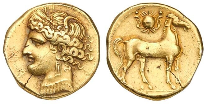 Moneda cartaginesa del siglo III a.C. Gabinete de Monedas, Berlín
